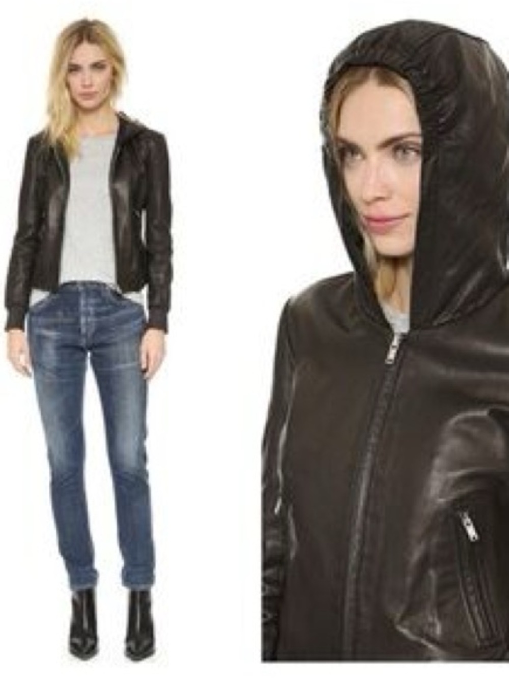 JUNE Genuine Leather Bomber Jacket • Size S • NWOT Sold Out Moto Varsity